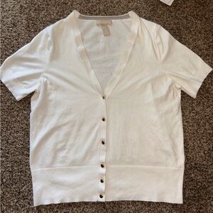 Banana Republic cream Short-Sleeve Button V-Neck Cardigan